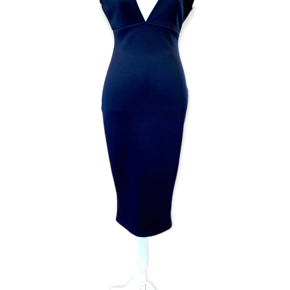 AX Paris | NW Plunge Hourglass Bodycon Midi Dress Navy Size 4 - Picture 12 of 16
